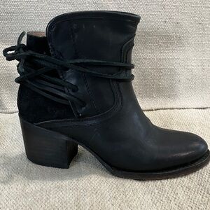 Freebird by Steven size 6 full leather Ankle Boots with leather Lace wrap